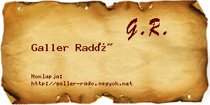 Galler Radó névjegykártya